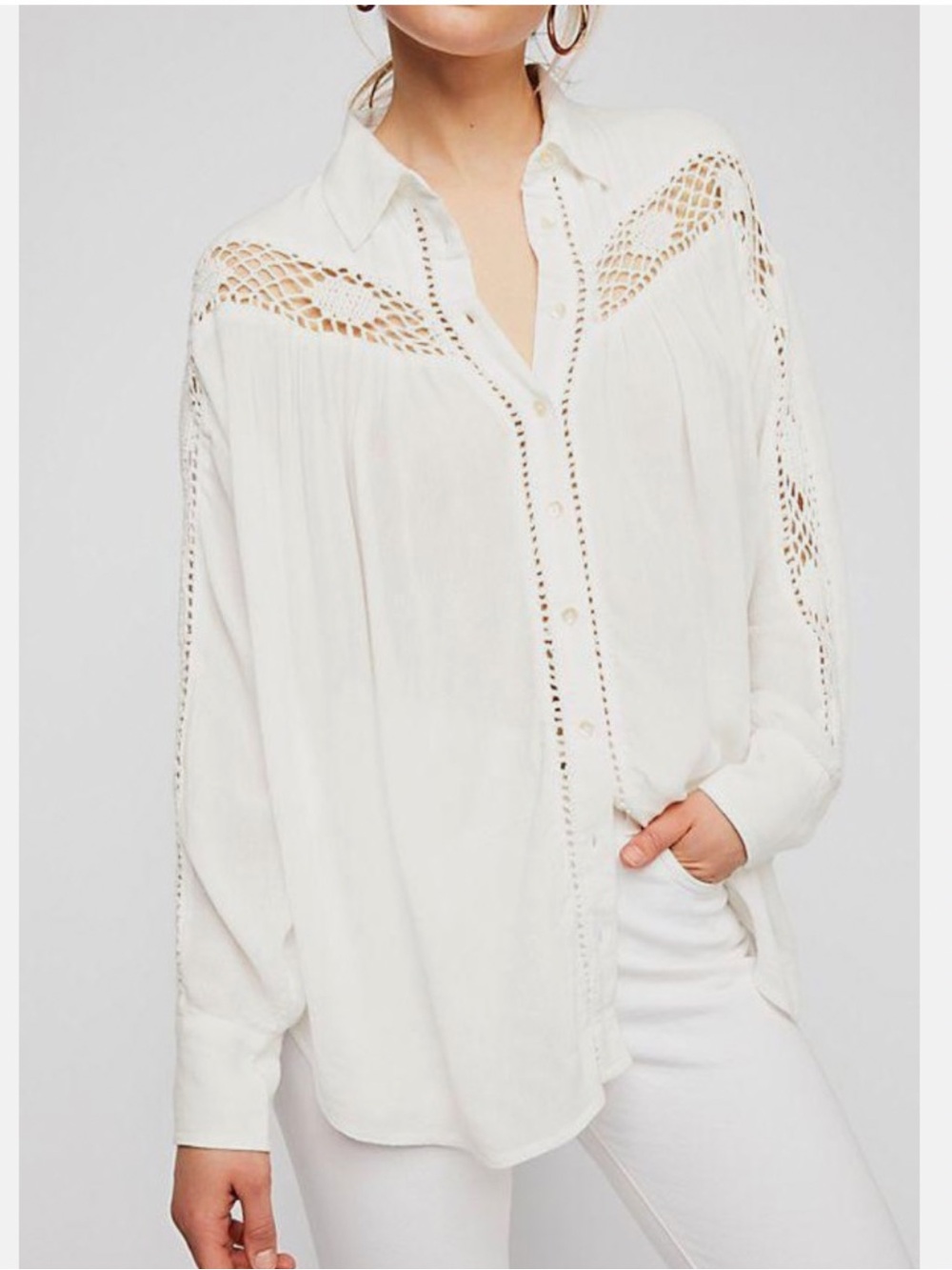 Free People Katie Bird Crochet Shirt US XS